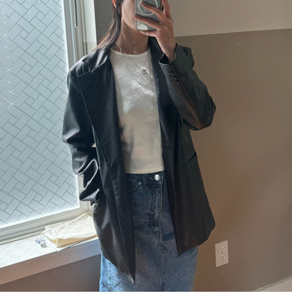 OAK + FORT Leather Blazer